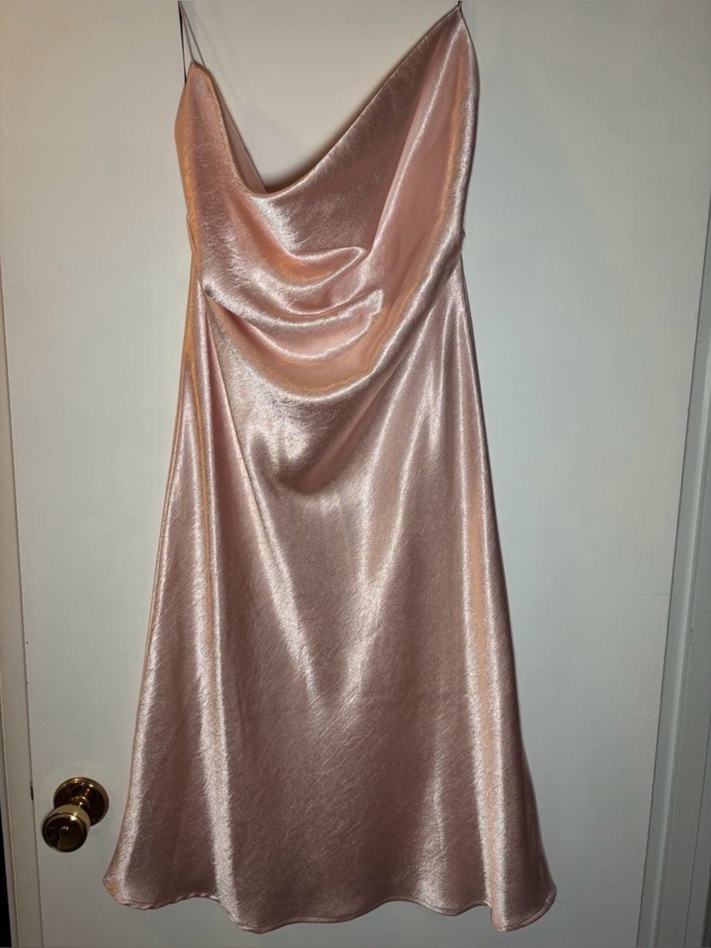 Double Zero Satin Cowl Slip Dress in Blush Pink